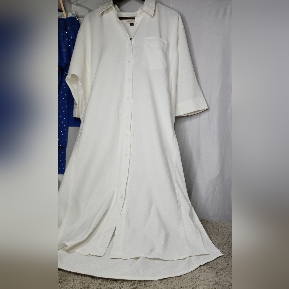 NEW! Women's Cotton 3/4 Sleeve Midi Shirtdress Universal Thread White M - Picture 6 of 16